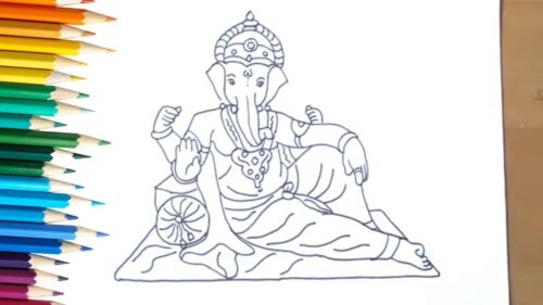How to Draw God Ganesha with simple lines | Drawing of Ganesh ji