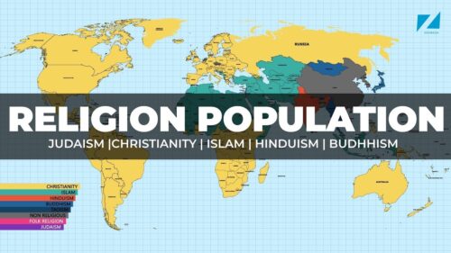 World Map - Religion Population - Judaism | Christianity | Islam | Hinduism