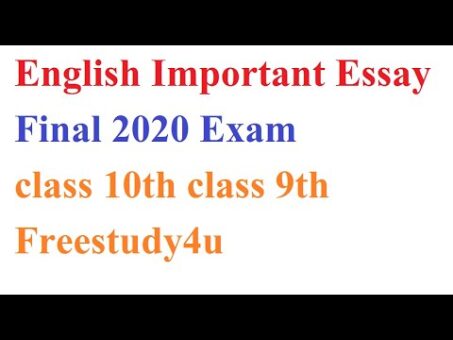 English Important Essay for Final Exam Freestudy4u class 10 class 9
