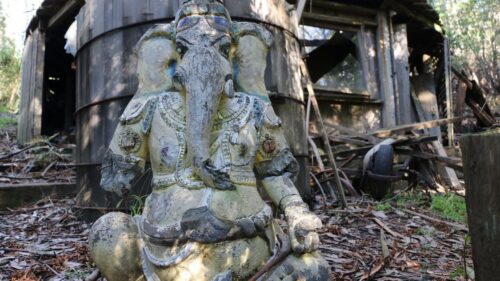 Exploring an Abandoned Village with Japanese style homes (Also found Hindu God sculpture)