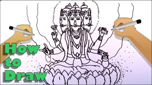 How to draw the Creator God Brahma easily