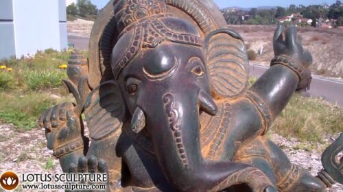 Stone Garden Dancing Ganesha Hindu God Statue