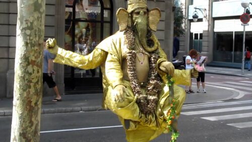 Hindu god  Ganesh in Las Ramblas , Barcelona, Spain