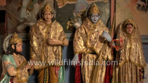 Idols of Hindu Gods and Goddesses at Luv Kush temple in Amritsar