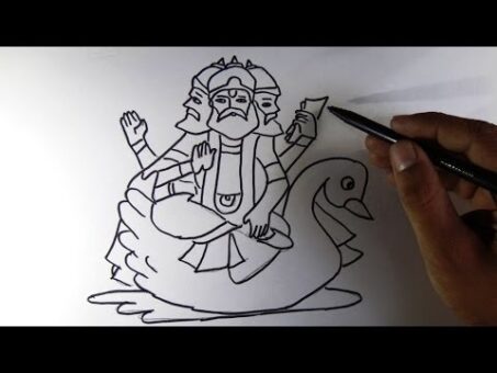 How to draw Brahma Hindu God.