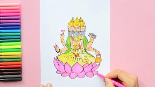 How to draw Lord Brahma