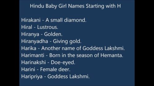 Indian Hindu Baby Girl Names H