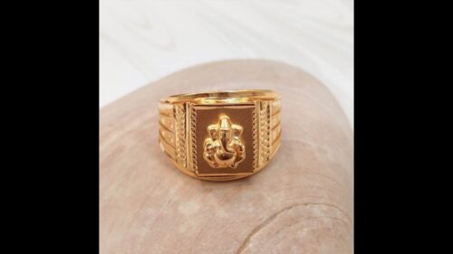 GOLDSHINE 22K Gold Men's Ring Size 9.25 Engraved w/ Hindu Lord Ganesha Vinayaka