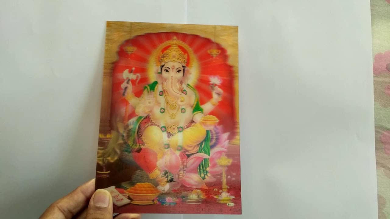 Hindu elephant god ganesha dancing  3D print card, Linsenförmige, Drucke, bild
