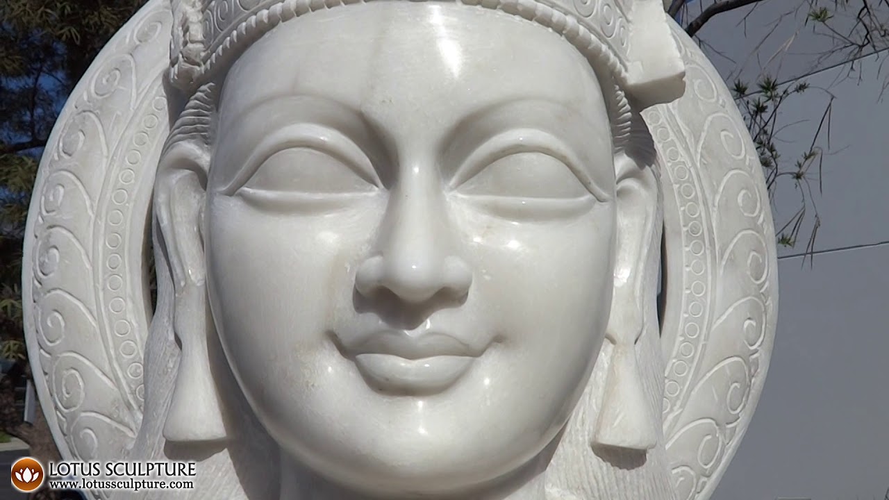 Huge Saraswati White Marble Hindu Temple Sculpture www.lotussculpture.com