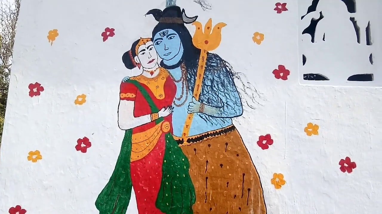 how to make painting of Shiva parvati