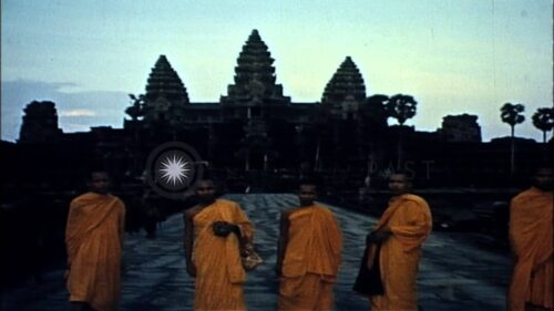 Angkor Wat in Cambodia. Statue of Hindu God Vishnu. HD Stock Footage