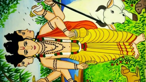 Gurupoornima special /Beautiful painting and drawing of Hindu god Datta (bramha , Vishnu and shiva)