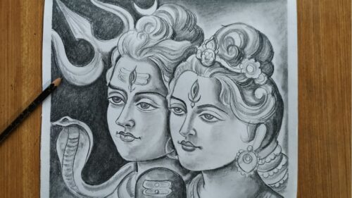 how to draw lord shiva and maa parvati for nil puja,how to draw lord shiva for charak puja special,