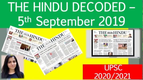 5th September 2019 : The Hindu Decoded by Arpita Sharma