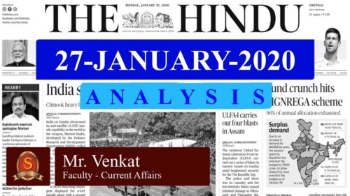 The Hindu Daily News Analysis | 27th January 2020 | Current Affairs -  UPSC Mains - Prelims 2020