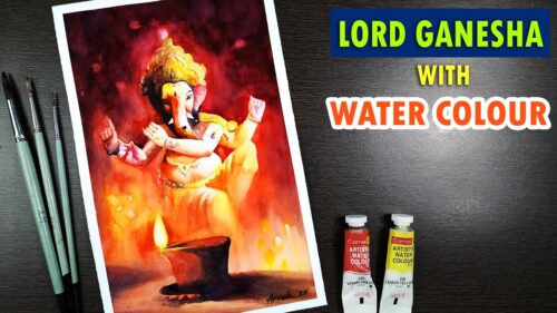 Ganesh painting | Watercolor painting for beginners| God Ganesha drawing with watercolor