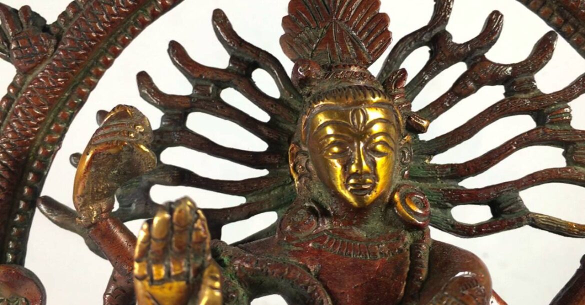 Statue Shiva Nataraja en bronze mordoré - 22 cm
