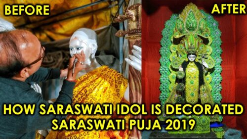 How Saraswati Idol is decorated? | Saraswati Puja 2019 | Goddess Saraswati Of Kumortuli, Kolkata