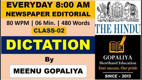 Day 02 | The Hindu Newspaper English Steno Dictation 80 WPM | Rajasthan High Court Stenographer Exam