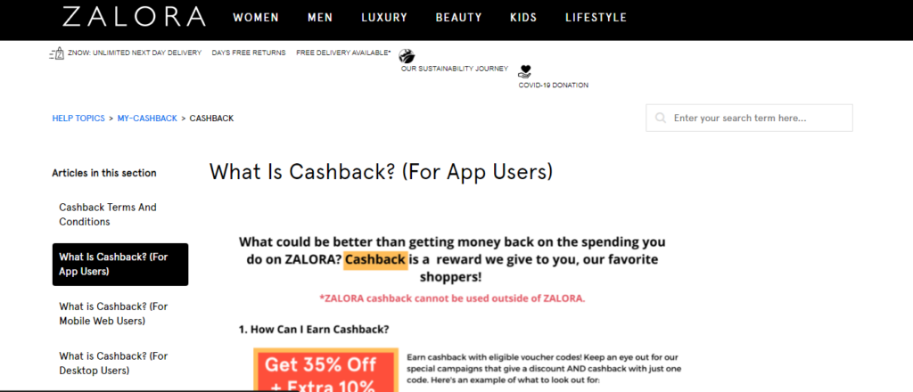 How Cashback Works In Zalora